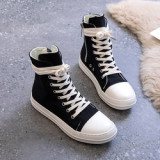 Casual Canvas Shoes Ricky O  Ankle Lace Up Women Sneaker Zip High-TOP Streetwear Flat Luxury Sneakers Boots