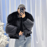 Detachable large raccoon fur collar short style popular winter new down jacket fur coat fur jackets bubble coats