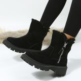 Dropshipping Custom Logo 2022 Furry Suede Leather Women Warm Winter Ankle Boots Ladies Fashion Snow Boots