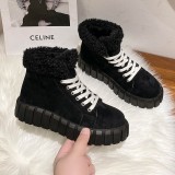 Wholesale Women Shoes In China Sexy Mature Thick Bottom Lace Up Fashion New Sneaker Lady Shoes Big Size Round Toe Fur Snow Boots