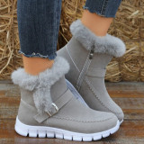 Fur Winter Women Snow Boots Ladies Casual Shoes New Warm Plush Lined Ankle Boot Women Flat Gladiator Sport Zipper Footwear Botas