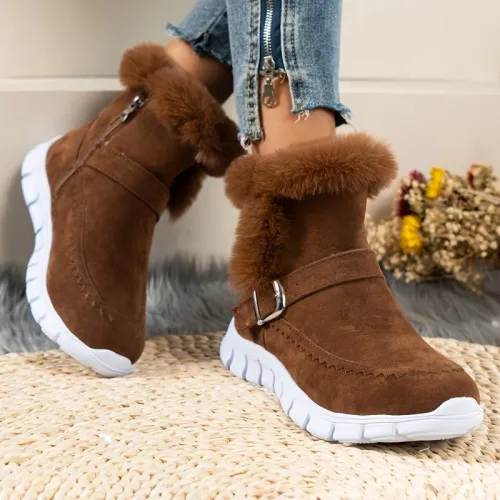 Fur Winter Women Snow Boots Ladies Casual Shoes New Warm Plush Lined Ankle Boot Women Flat Gladiator Sport Zipper Footwear Botas