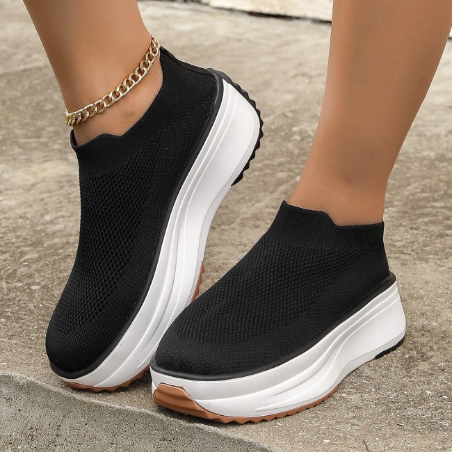 Mesh fabric yknit mesh breathable women's shoes Fashion large women's casual sports shoes