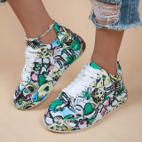 Fashion Designer Retro Lace Up Sneakers Color Matching Comfortable Shoes Platform Graffiti Sports Shoes For Women Ladies