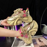 Spring Fashion Chunky Sneakers for Women Breathable Mesh Casual Shoes Woman Thick Bottom Sports Platform Shoes Black Pink