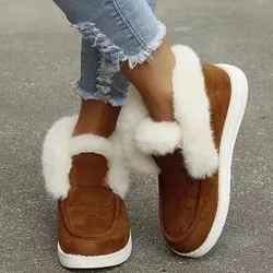Hot Winter Leisure Women's Ankle Boots Plush Warmth Snow Boots Suede Loafers Soft Comfortable Female Flat Bottom Keep Warm Shoes