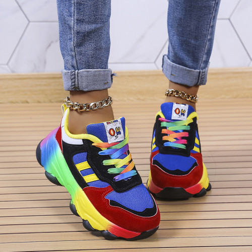 Women's thick bottom color big size old dad shoes new colorful casual shoes sneakers