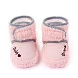 New arrival fashion cotton fabric soft sole baby snow boots baby pink boots