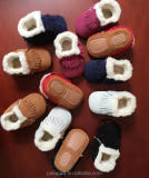 wholesale baby boots for boys girls winter fur baby booties genuine leather suede fringe baby moccasins shoes hard rubber sole