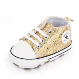 New Style Sequin Canvas Baby Sneakers Shoes Lace Up Walking Shoes Soft Sole House Shoes
