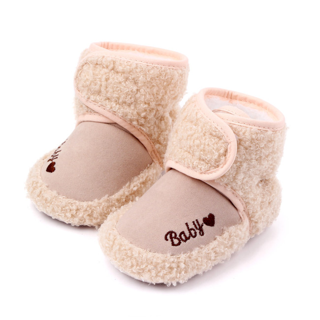 New arrival fashion cotton fabric soft sole baby snow boots baby pink boots