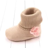 Cute Autumn Winter Children Baby Newborn Keep Warm Flower Boots Knitted Shoes Baby Socks Boots