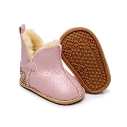 Warm Winter High Quality Baby Boots Toddle Hard Sole Boots Infant Leather Shoe