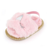 Baby Fur Sandals Kids Slides Summer Slides Men 0-1 Years Old Baby Plush Soft Bottom Diapositive Fur Slides For Kids