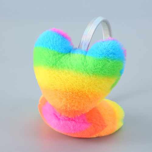 Plush Animal Earmuffs Kawaii Winter Fleece Headband Faux heart rainbow Muffs Soft Fluffy Earmuffs