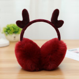 Tiktok Fashion Deer Antlers Winter Earmuffs Fur Elk Ear Muffs Solid Color Headphones Ears Cover Women Girls Earcap Ear Warmers