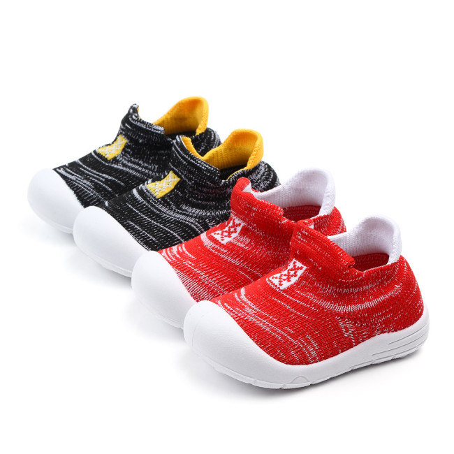 Kid shoes sock shoes spring and autumn slip-on ankle-covered soft cotton children indoor walking shoes