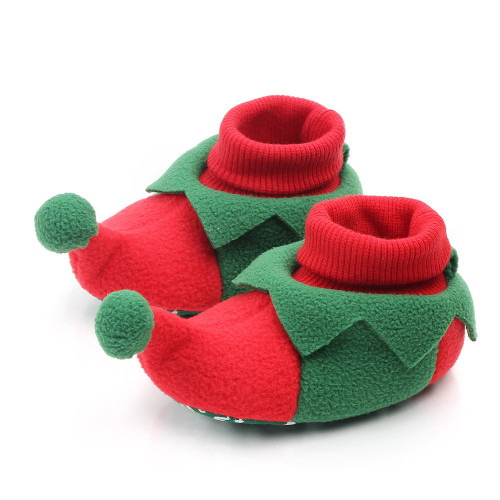 New style Coral fleece Lovely Christmas soft bottom holiday outdoor infant shoes baby