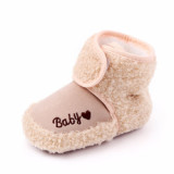 New arrival fashion cotton fabric soft sole baby snow boots baby pink boots