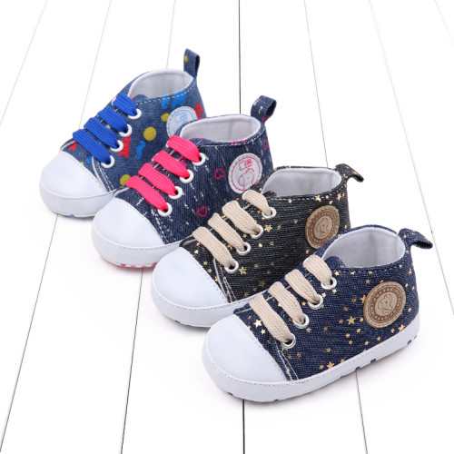 Baby Canvas Shoes Fashion High Quality Soft Cotton Anti-slip Lace up Casual Baby Shoes Spring and Autumn for 0-18 Month 2023 New