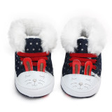 New arrival plush heel design warm baby winter shoes