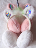Rainbow Faux Fur Unicorn Earmuff for Kids Wholesale Outdoor Children Winter Fuzzy Warm White Fur Ear Warmer