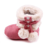 Hot selling cute plush ball baby snow boots Christmas boots