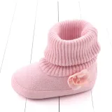 Cute Autumn Winter Children Baby Newborn Keep Warm Flower Boots Knitted Shoes Baby Socks Boots