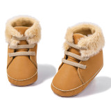 New Fashion 2023 Winter Warm Infant Cotton Soft Baby Shoes PU Leather Breathable Baby Boots for Indoor