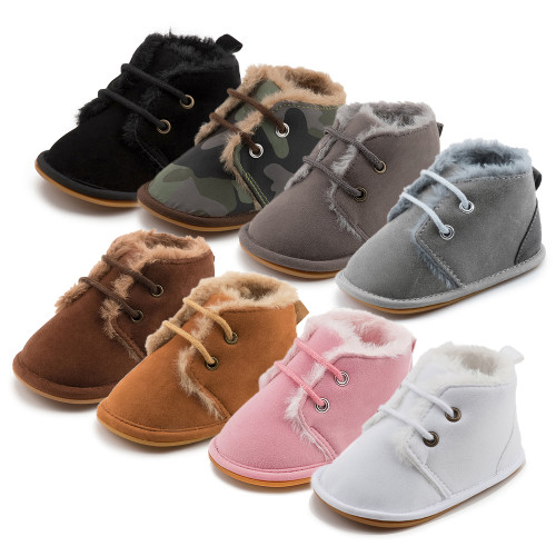 Soft rubber bottom Toddler Fur Girl Boy Winter Ankle 0-18 months Infant Baby Boots