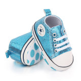New Style Sequin Canvas Baby Sneakers Shoes Lace Up Walking Shoes Soft Sole House Shoes