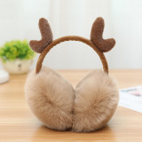 Tiktok Fashion Deer Antlers Winter Earmuffs Fur Elk Ear Muffs Solid Color Headphones Ears Cover Women Girls Earcap Ear Warmers