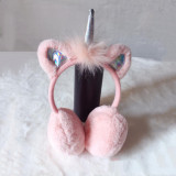 Rainbow Faux Fur Unicorn Earmuff for Kids Wholesale Outdoor Children Winter Fuzzy Warm White Fur Ear Warmer