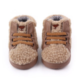 Newborn baby boy fashion teddy velvet sneaker  for baby cotton soft sole infant  toddler baby crib shoes