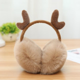 Tiktok Fashion Deer Antlers Winter Earmuffs Fur Elk Ear Muffs Solid Color Headphones Ears Cover Women Girls Earcap Ear Warmers