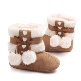 Hot selling cute plush ball baby snow boots Christmas boots