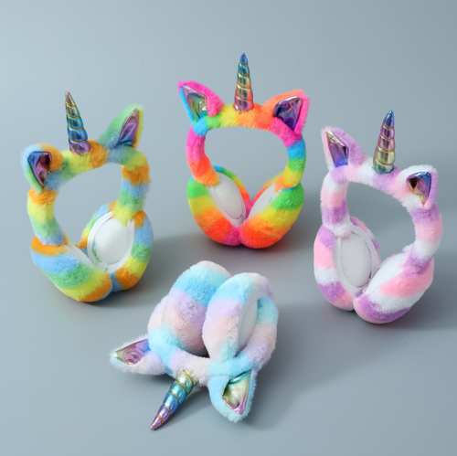 Wholesale Fashion Trendy Ear Warmer Furry Colorful Personalized Funny Cartoon Unicorn Cute Adult Unisex Ear Muffs