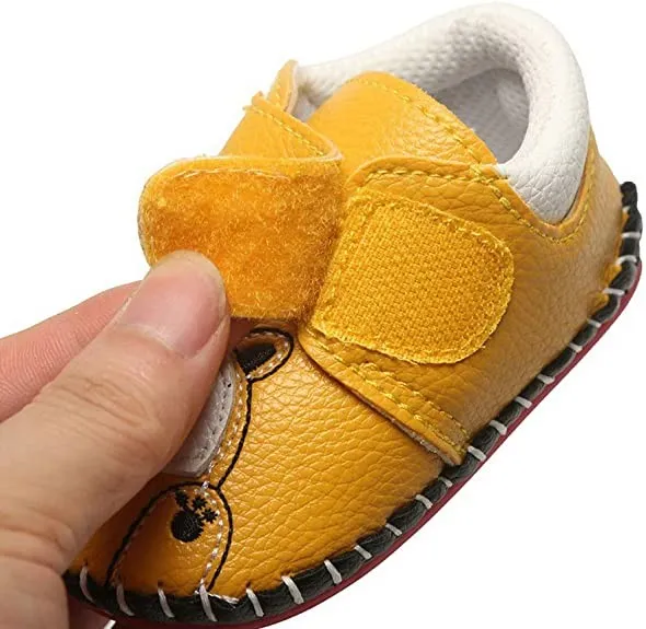 Baby Girls Boys Pu Leather Sneakers Anti-Slip Rubber Sole Cartoon Moccasins Handmade Newborn  Crib Shoes