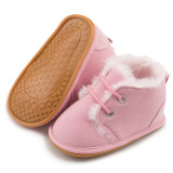 Hot Sale 2023 Newborn Warm Winter Faux Deerskin Walking Shoes Anti-Slip Sole Plush Lining Organic Baby Winter Boots