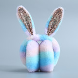 Wholesale fashion winter women's Rainbow rabbit ears adjustable Plush warm earmuffs