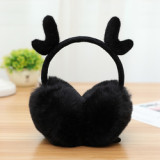 Tiktok Fashion Deer Antlers Winter Earmuffs Fur Elk Ear Muffs Solid Color Headphones Ears Cover Women Girls Earcap Ear Warmers