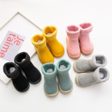 Simple Winter Baby Snow Boot Vintage Outdoors Non-slip Keep Warm Solid Color Baby Toddler Casual Knitting Shoes Boots