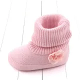 Cute Autumn Winter Children Baby Newborn Keep Warm Flower Boots Knitted Shoes Baby Socks Boots