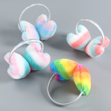 Plush Animal Earmuffs Kawaii Winter Fleece Headband Faux heart rainbow Muffs Soft Fluffy Earmuffs