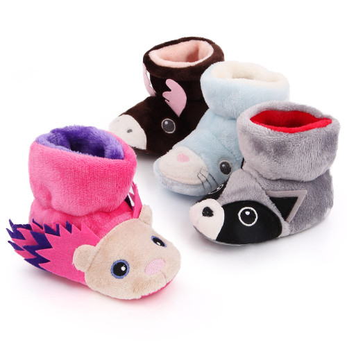 Soft soled baby shoes for autumn and winter cute cartoon furry animals warm cotton boots
