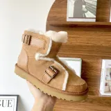Winter Snow Boots Factory Newly Spliced Leather and Fur Motorcycle Style Fashion Women's Boots Leather, Wool, Warm and Thickened