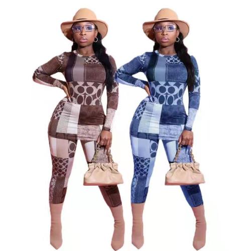 ZIYA A10S76 Factory Hot Selling Long Sleeved Printed Casual Suit Winter Woman Set