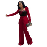 ZIYA A09S123 Sexy Contrast Color Patchwork 2023 Full Length Ladies Jumpsuits