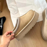 Winter New Design Thickened Sole  Boots Ethnic Embroidery Warm Wool  u Sheepskin Snow gg Boots Wool 5CM Tazz platform slippers