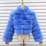 2023 New Style Women's Coats Real Fox Fur Coat Standing Collar Long Sleeve Short Fur Jacket High Quality Natural Fur